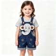 thumbnail image 1 of WQNVRNR Toddler Baby Boy Jean Overalls- Adjustable Strap Summer Workwear Cute Print Denim Suspender Shorts Blue Size 2T, 1 of 6