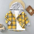 thumbnail image 1 of WQNVRNR Toddler Boys Hooded Shirt Jacket Long Sleeve Casual Button Down Plaid Print Lightweight Casual Outerwear Yellow 8, 1 of 5