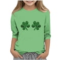thumbnail image 1 of WQNVRNR Unisex Kids St. Patrick's Day Graphic Shirt- Casual Crew Neck 3/4 Sleeve Spring Tops Festive Shirt for Boys Girls Green Size 5, 1 of 5