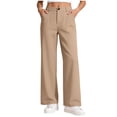 thumbnail image 1 of WQNVRNR Wide Leg Dress Pants for Girls- Casual Uniform High Waisted Spring Fall Fashion Trousers Slacks with Pockets Khaki Size 5 Years, 1 of 7
