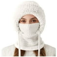 thumbnail image 1 of WQNVRNR Women's 3-in-1 Winter Balaclava- Fleece Lined Hood Face Mask Scarf Neck Warmer Adjustable Drawstring Adult Balaclava For Outdoor Sports White Size Free Size, 1 of 4