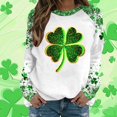 thumbnail image 1 of WQNVRNR Women's Print Sweatshirt- Crewneck Spring Casual Pullover Holiday Top with Shamrock Print Green Size 2XL, 1 of 5