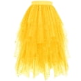thumbnail image 1 of WQNVRNR Women's Tiered Asymmetrical Tulle Skirt- High Waist Casual Sequin Midi Skirt Fairy Princess Skirt Yellow Size L, 1 of 7
