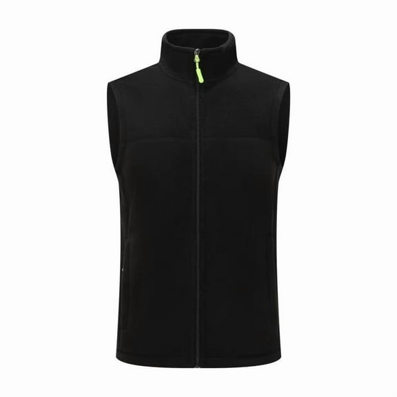 WQNVRNR Womens Fleece Vests- Fashion Lightweight Soft Hoodless Sleeveless Zip Jackets with Pockets Black Size L