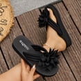 thumbnail image 1 of WQNVRNR Womens Platform Flip Flops- Thong Floral Design Open Toe Casual Black Size 6, 1 of 8