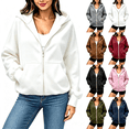 thumbnail image 1 of WQNVRNR Womens Zip Up Hoodie Sweatshirt Long Sleeve Fall Oversized Casual Hooded Jacket with Pockets White M, 1 of 8