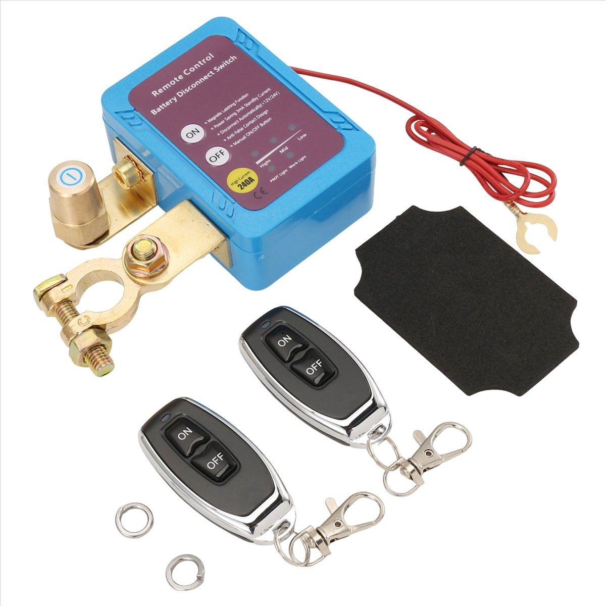 WQNZMADO 12V 240A Remote Battery Disconnect Switch, Automatic Power Off ...