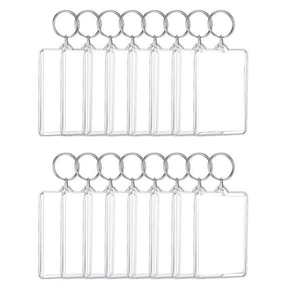WQNZMADO 16PCS Acrylic Photo Frames Keychain Holder Photo Insert Blank Keyring For DIY Craft 2.2 x 3 Inch