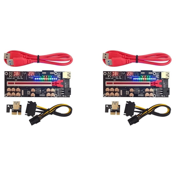 WQNZMADO 2X VER018 PRO PCI-E Riser Card USB 3.0 Cable 018 PLUS PCI Express 1X to 16X Extender PCIe Adapter for BTC Mining(Red)