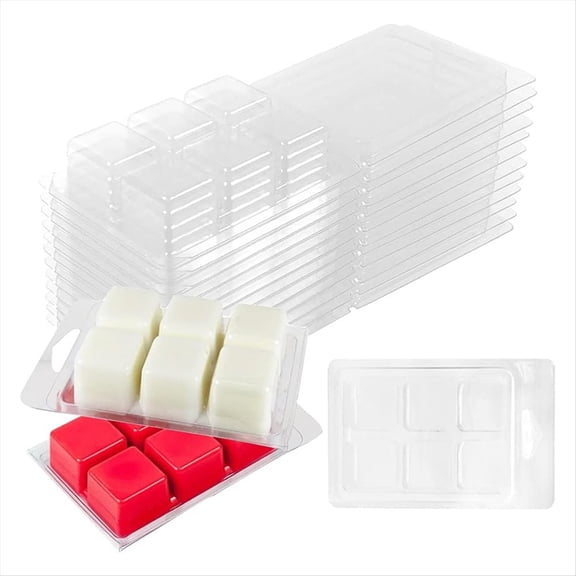 WQNZMADO 30pcs Wax Melt Container Clamshell Packaging Mold Box for Plastic Clear Empty Wax Candle Melt Tart Packaging Container