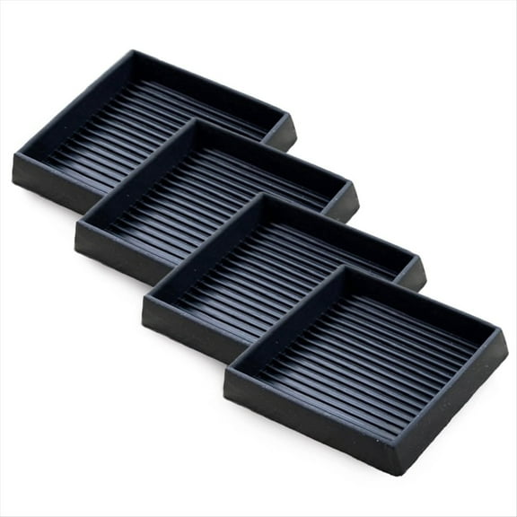 WQNZMADO 4Pcs Anti-Slip Furniture Pads- 4x4In Square Rubber Anti Skid Caster Cups, Leg Coasters-Couch, Chair, Bed Stoppers