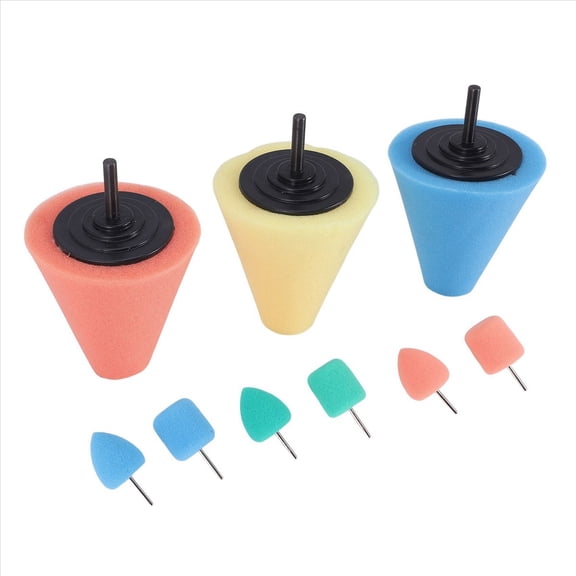 WQNZMADO 9PCS 1/4inch Shank Sponge Buffing &Polishing Cone for Automotive Car Wheel Hub Care,Metal Polish Buffing Polishing Ball