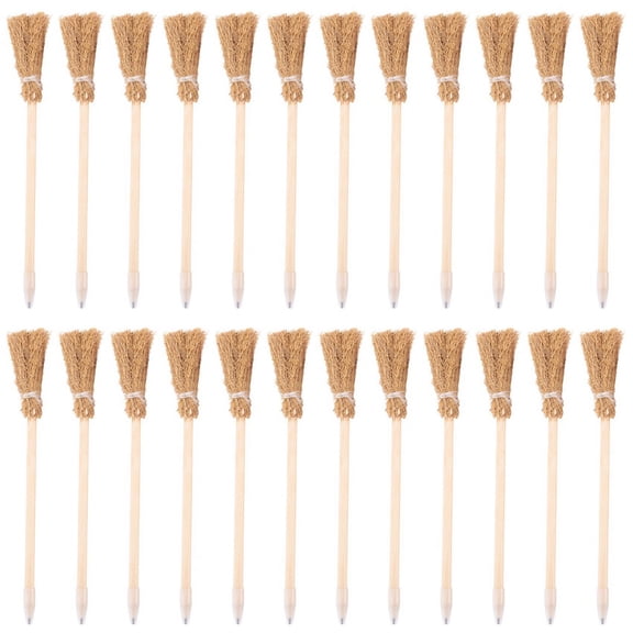 WQNZMADO Broomstick Halloween 24 Pcs Witch Broom Pencils For Halloween Broomstick Ballpoint Pencils Halloween Party Favors Witch Broom Prop Writing