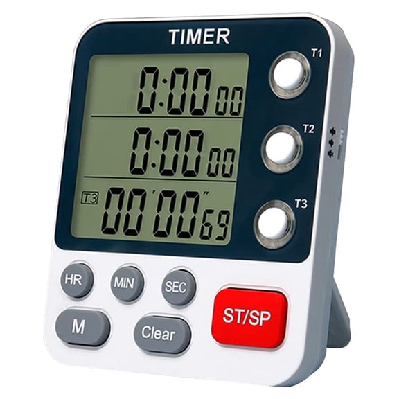WQNZMADO Digital Dual Kitchen Timer,3 Channels Count UP/Down Timer,Cooking Timer,Large Display,Loud Volume Alarm and Flashing