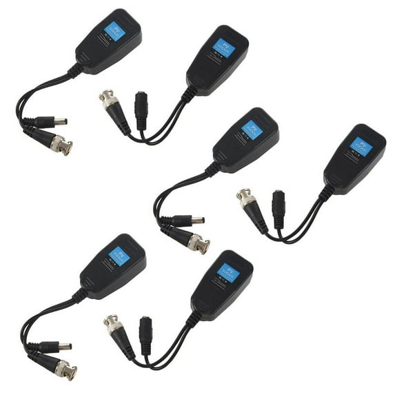 WQNZMADO HD-CVI/TVI/AHD Passive Video Balun with Power Connector and RJ45 CAT5 Data Transmitter 3 Pair