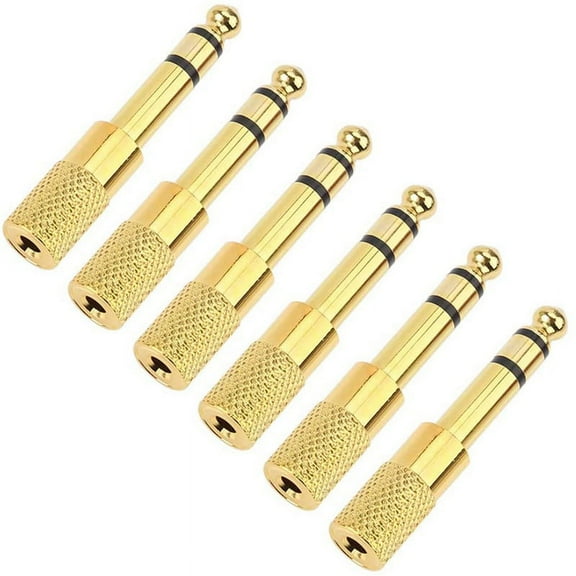 WQNZMADO Headphone Plug Quarter Inch Adapter 6.35Mm (1/4 Inch) Male To 3.5Mm (1/8 Inch) Female Headphone Jack Plug Gold 6 Pack