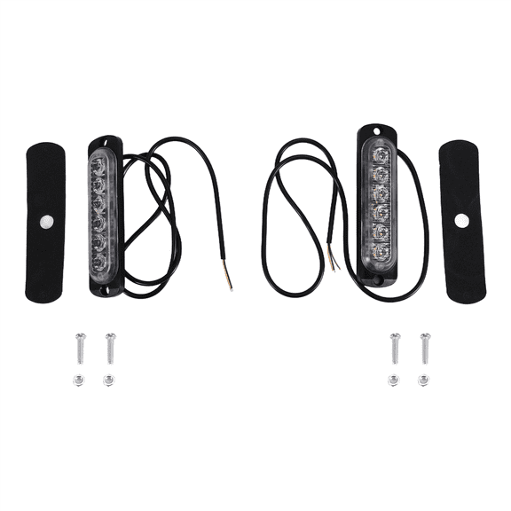 WQNZMADO LED Emergency Strobe Lights, Amber 6 LED Strobe Warning Emergency Flashing Light for Car Truck Off Road ATV SUV 2 Pack