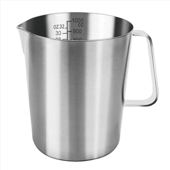 WQNZMADO Measuring Jug 1L Stainless Steel, Measuring Cup Metal with Handle, with Ounce and ML Scale, Dishwasher Safe, Milk Jug