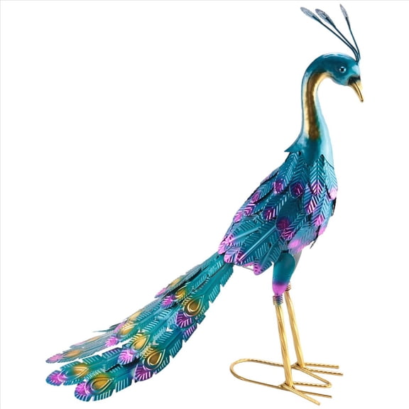 WQNZMADO Multicolor Metallic Peacock Statue Metallic Peacock Statue Outdoor Garden, Patio, Deck, Porch-Yard Art Decoration