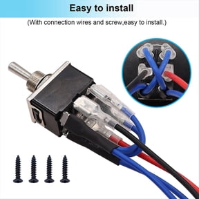 WQNZMADO Toggle Switch Rocker Toggle Switches Momentary 6 Pin 3 Position (On)-Off-(On)Up/Down Polarity Reverse Switch With Panel Wires And Cap