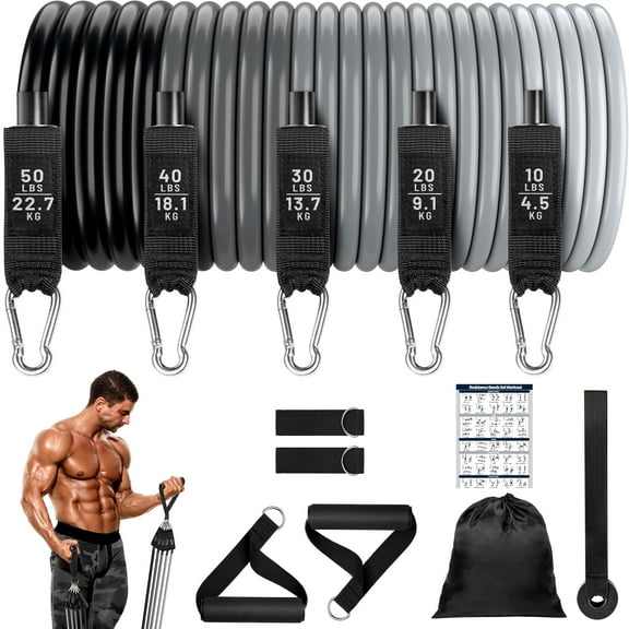 WQQQW Heavy Resistance Bands for Working Out, 150LBS Exercise Bands with Handles, Muscle Training, Strength, Yoga