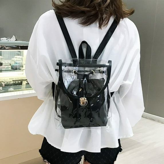 WQQZJJ Clear Backpack Transparent Backpack/Handbag,Transparent Multipurpose Travel Bag,Transparent Vinyl Travel Bag,Ball Game Concert Transparent Backpack With An Opaque Clear Bag For Stadium Events