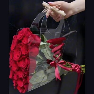 100 PCS Single Rose Sleeve Bouquet Bags Plastic Single Flower