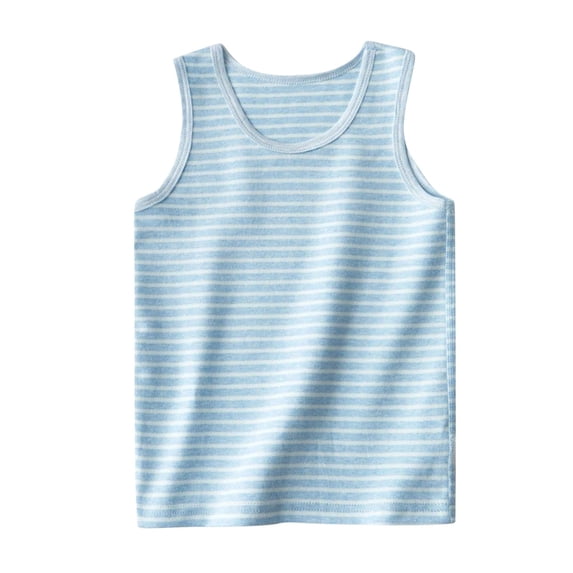 WQQZJJ Girls Cotton T-shirt, Solid Color Striped Casual Sleeveless Top, Summer Fashion Comfortable Soft Bottom Shirt