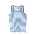 thumbnail image 1 of WQQZJJ Girls' Sleeveless T-shirt, Cotton Shirt, Solid Color Striped Crew Neck Tank Top, Summer Casual Homewear, 1 of 3