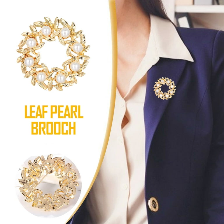 Leaf Brooch. Pearl Brooch. Crystal Brooch.brooch for Women.wedding