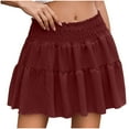 thumbnail image 1 of WQQZJJ Ladies Fashion Short Skirt, Solid Color Elastic Waist Pleated Skirts, Summer High Waist Casual Mini Skirt, 1 of 9