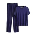 thumbnail image 1 of WQQZJJ Large Size Men's Pajamas Set, Summer Casual Solid Color Short Sleeve Top Elastic Waist Pants Two Piece, Modal Cotton Comfortable Homewear, 1 of 3