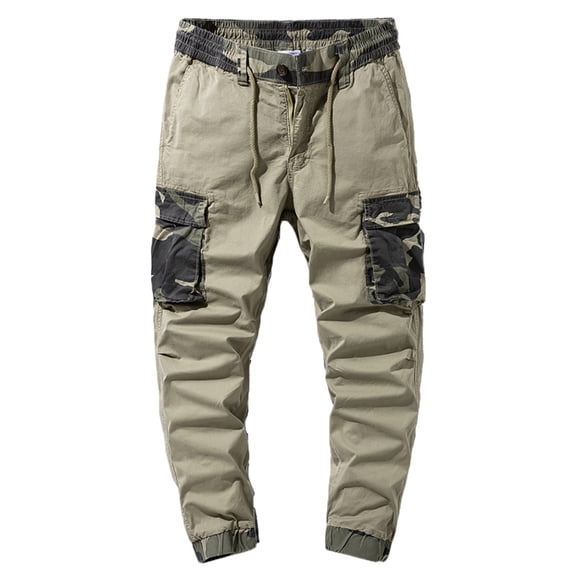 WQQZJJ Men Joggers Chino Cargo Pants Hiking Outdoor Recreation Pants Twill Fitness Track Jogging Pants Casual Cotton Pants Khaki-M