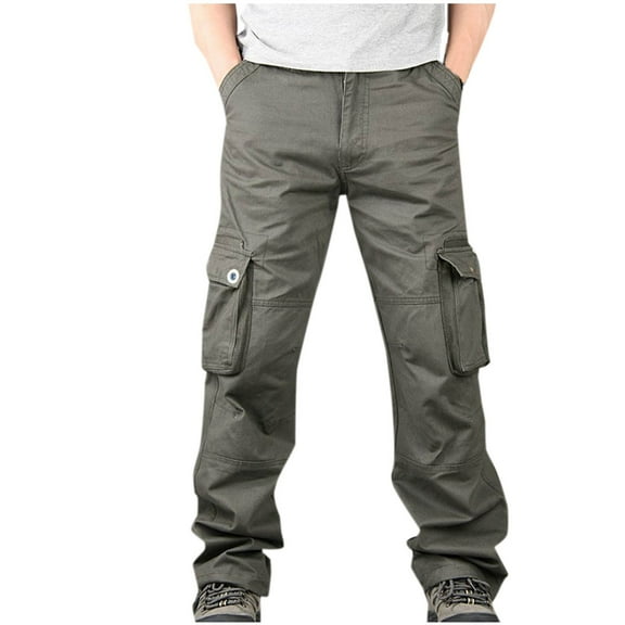WQQZJJ Men's Cargo Jogger Pants Stretch Sweatpants Slim Fit Tactical Pants with Zipper Pockets Casual Trousers Army Green-L