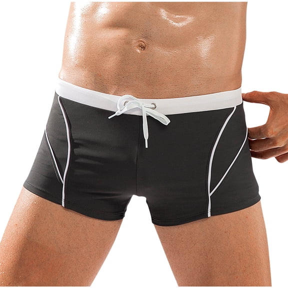 WQQZJJ Men's Fashion Swimming Pants, Splicing Sexy Drawstring High Stretch Boxer Shorts, Low Waist Athletic Quick Dry Beach Shorts