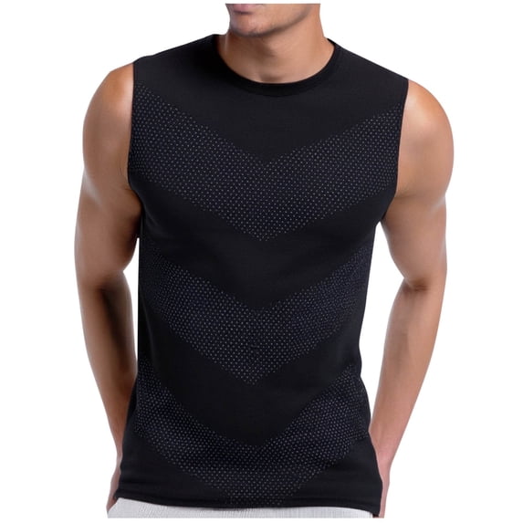 WQQZJJ Men's Muscle Tank Tops Solid Color Casual Sleeveless T-Shirt Athletic Stretch Fitness T-Shirt Tops Crew Neck Tank Top
