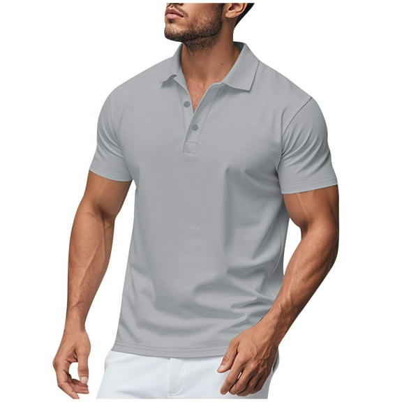 WQQZJJ Men's Polo Shirt Tops Fashion Casual Solid Color Shirts Button Loose Lapel Short Sleeve Tops