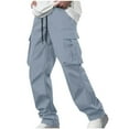 thumbnail image 1 of WQQZJJ Mens Casual Joggers Pants - Cotton Drawstring Chino Cargo Pants Hiking Outdoor Twill Track Jogging Sweatpants Pants Light Blue-L, 1 of 7