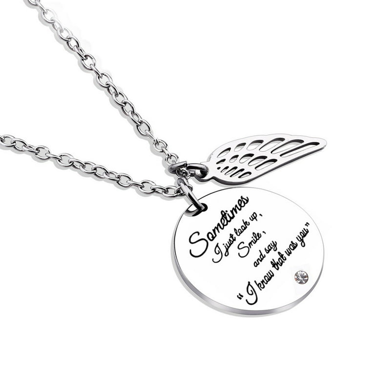 WQQZJJ Necklaces For Women, Angel New Diamond-Encrusted Angel Wing Love  Necklace-Sometimes I Just Smile And Say “I K-Now That Was You”, Memorial  Meaning Gift Jewelry Clearance on Deals 