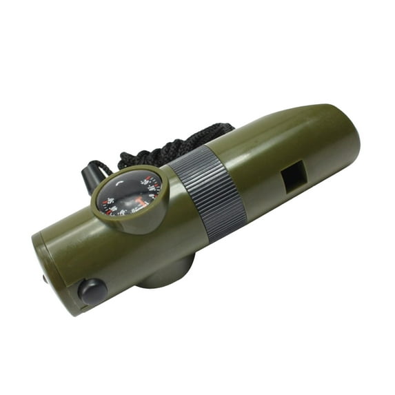 WQQZJJ Outdoor Lights 7 In 1 Survival Bushcraft Trekking Whistle Compass Mirror Torch Magnifier Etc Camping Essentials