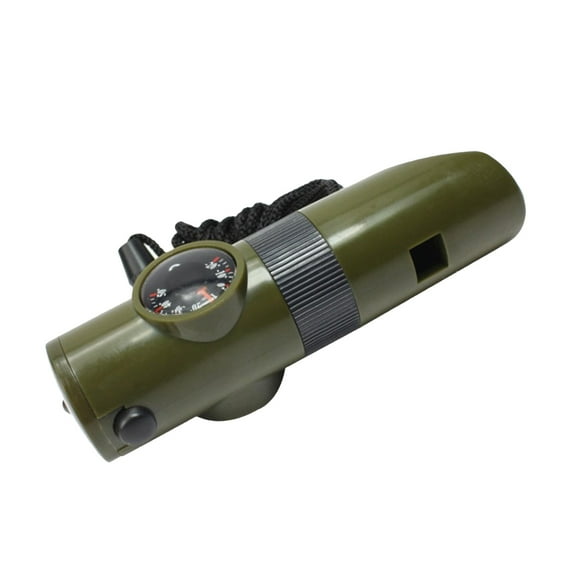 WQQZJJ Outdoor Lights 7 In 1 Survival Bushcraft Trekking Whistle Compass Mirror Torch Magnifier Etc Camping Essentials