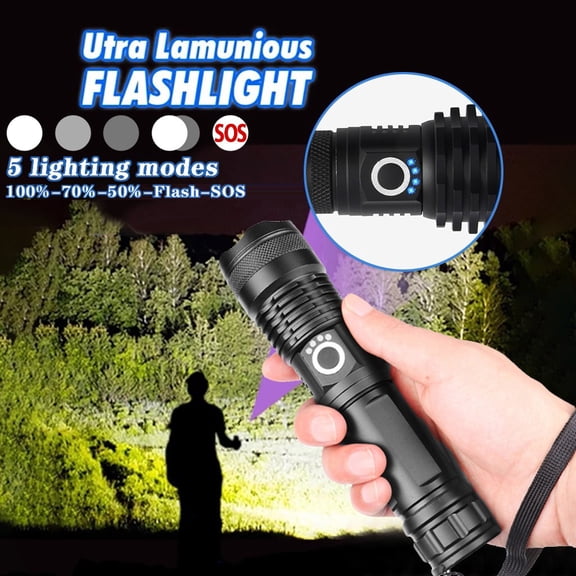 WQQZJJ Outdoor Lights Ultra Bright XHP50 5 Modes LED USB Rechargeable Aluminum Alloy Flashlight Torch
