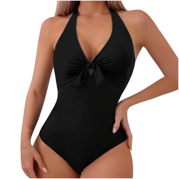 WQQZJJ Sexy Swimwear, Women's Halter Bust Tie V-Neck Bikini Set, Color Blocking With Bra Pads Fashion Swimming Clothing
