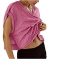 thumbnail image 1 of WQQZJJ Summer Tops for Women, Women's Backless Hollow Yoga Model T-Shirt Short Sleeve Casual Loose Solid Color V-Neck Sports Tops, 1 of 8