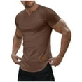 thumbnail image 1 of WQQZJJ T-shirt for Men, Solid Color Striped T-shirts V-Neck Slim Short Sleeve Blouse Summer Athletic Breathable Quick Drying Tops, 1 of 9