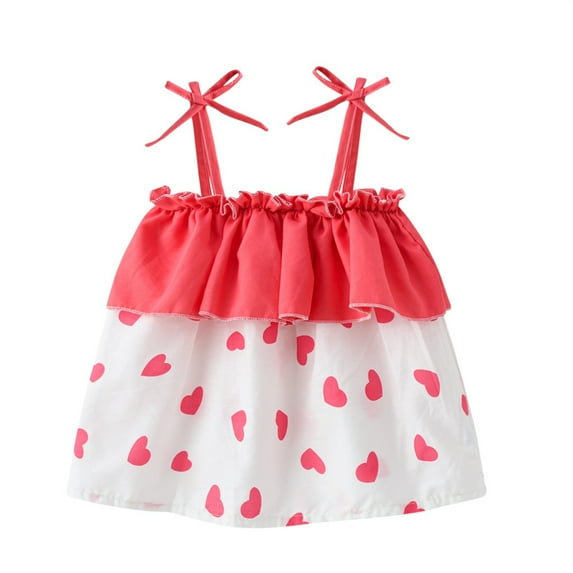 WQQZJJ Toddler Kids Girls Tops, Cute Spaghetti Strap Ruffle Blouse, Love Print Summer Home Fashion Clothing