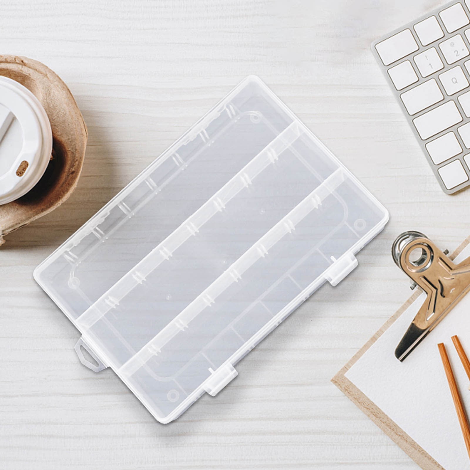 WQQZJJ Transparent Plastic Stationery Box, Multifunctional Art Sketch Pen Box With Partition