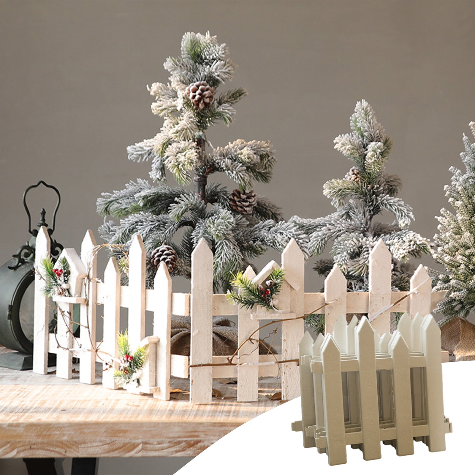 WQQZJJ White Plastic Picket Fence Christmas Trees Decorating For Xmas