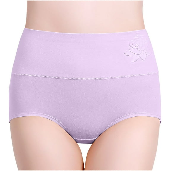 WQQZJJ Women's Cotton Briefs, Solid Color High Waisted Tummy Control Panties Full Wrap Hip Lifting Comfort Underwear