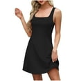 thumbnail image 1 of WQQZJJ Women's Fashion Dress, Solid Color Square Neck Straps Sleeveless Sundress, Summer Casual Sexy Slim A-Line Mini Dresses, 1 of 8